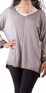 Вязаный свитер Donna Knit с V-образным вырезом в цвете серо-коричневый Gigi Moda, серо-коричневый