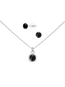 Alexander York Кулон Schmuckset SOLITÄR schwarz in 925 Sterling Silber, 4-tlg. in silber