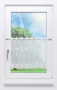 Штора для кафе с кружевом Плауэн - компасная роза (Ш x В) 186,30 см * 50 см, белая/жемчужно-белая