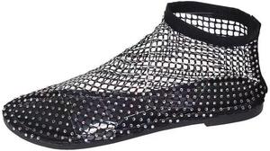 Ботинки Women's Fashion Mesh Flats - Sparkling Rhinestones Ballet Shoes for Women 2024 Piseeona, Black Out