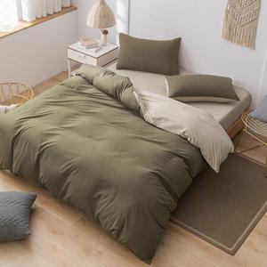 LUOLAI HOME Комплект постельного белья, 4 предмета, простыня на резинке 150 см, пододеяльник 150x200 см, оливково-зеленый