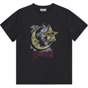 Графическая футболка с принтом Crewneck GANNI, черный