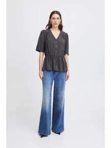 Блузка с короткими рукавами IHCINOMA, стандартный крой, цвет асфальт ICHI