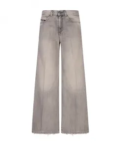 Серые широкие брюки с нашивкой и логотипом. Diesel, серый