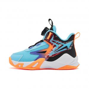 QIAODAN Противоскользящие износостойкие детские баскетбольные кроссовки среднего размера, синие, черные, для детей от 3 до 7 лет