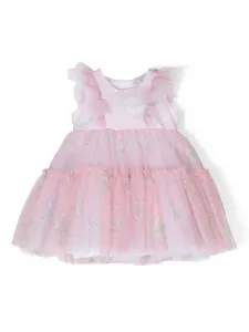 Расклешенное платье с круглым вырезом Monnalisa, розовый