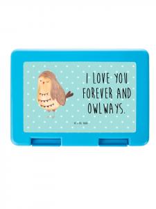 Mr. & Mrs. Panda Ланчбокс с изображением совы и надписью, выполненной в бирюзовых пастельных тонах