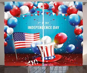 Штора в деревенском стиле ABAKUHAUS к 4 июля, флаг в виде шляпы дядюшки Сэма, присборенная штора из тесьмы для спальни с петлями и крючками, 280 x 245 см, жемчужно-сине-красный Abakuhaus