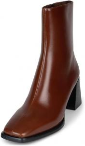 Женские классические ботильоны YDN с средним высоким широким каблуком, квадратным носком и боковой молнией, зимние ботинки, повседневная и вечеринка, размер 4-16 US, Coffee