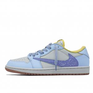 Jordan Баскетбольные кроссовки Travis Scott X Air 1 Vintage, унисекс, низкие, фиолетовые