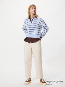 Хлопковые брюки свободного кроя до щиколотки (удлиненные) Uniqlo, 30 natural