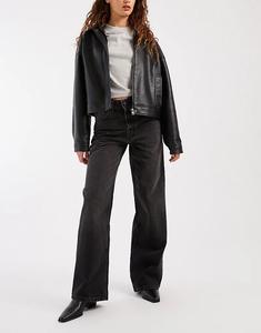 Широкие джинсы-папы ASOS DESIGN черного цвета с потертостями