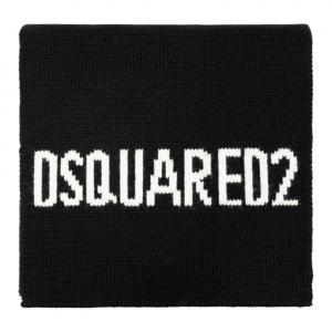 DSQUARED 2 Шерстяной шарф с логотипом интарсия, Black
