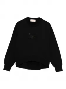 Хлопковая толстовка с вышитым логотипом Elisabetta Franchi La Mia Bambina, черный