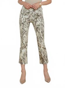 Джинсы Tati High Rise Crop Micro Boots бежевого цвета с многослойным змеиным покрытием L'Agence