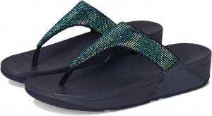 Сандалии FitFlop Lulu Crystal Embellished Toe-Post Sandals, цвет Iridescent Navy