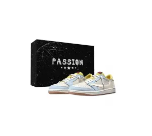 Jordan Travis Scott X Air 1 Vintage Basketball Shoes Unisex Low top White