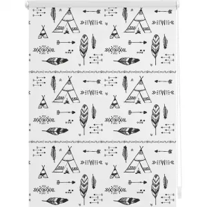 Жалюзи Seitenzugrollo Klemmfix Digital Tipi, затемняющие, энергосберегающие, без сверления, подвесные с печатью Lichtblick Original, черно-белый/белый