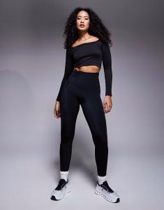 4505 Hourglass Icon Active Bum Sculpt леггинсы для спортзала с высокой талией и внутренним карманом черного цвета с глянцевым блеском