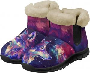 Сапожки с черепом для женщин и мужчин, водонепроницаемые, теплые, пушистые, ботильоны на зиму, для улицы, против скольжения, размеры США 6-12 Pointodoor, Wolf