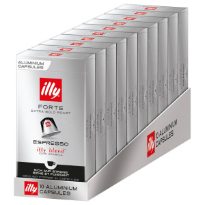 Капсулы ILLY Espresso Forte 100 Кофейные капсулы, совместимые с Nespresso*, 10 x 10