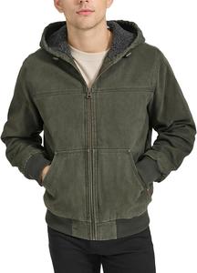 Мужская рабочая куртка-бомбер Levi's из хлопчатобумажной ткани с капюшоном (стандартные размеры, большие и высокие), Olive