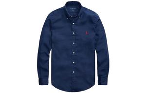 Рубашка с вышитым логотипом на пуговицах Polo Ralph Lauren, синий