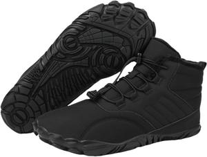 Ботинки для походов ZWRXW, зимняя обувь, женская водонепроницаемая походная обувь с нескользящей подошвой, утепленные ботильоны с меховой подкладкой, просторным носком, унисекс, черный