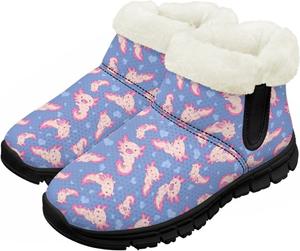 Pzuqiu Зимние детские ботинки для мальчиков и девочек, теплые походные ботинки с меховой подкладкой для улицы, теплые прогулочные ботинки, черная подошва