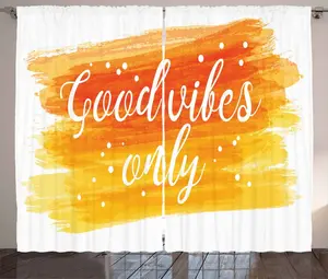 Штора ABAKUHAUS Good Vibes в деревенском стиле, современная акварель, присборенная штора из тесьмы для спальни с петлями и крючками, 280 x 175 см, цвет: оранжевый, желтый, белый Abakuhaus