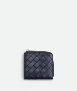 Intrecciato stamp square zip around wallet BOTTEGA VENETA, бездна
