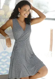 S.Oliver пляжное платье с нежным цветочным принтом и завязками, платье с запахом, летнее платье, антрацит