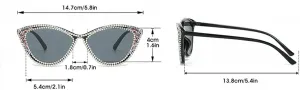 Солнцезащитные очки Melrose Fashion Cat Eye Shades Diamond Sunglasses Women Oversized Black Crystal Sun Glasses Eyeglass 2409, Black