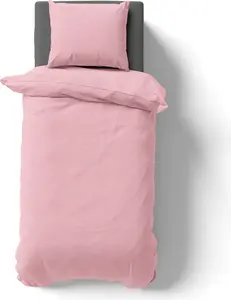 Комплект постельного белья из микрофибры, однотонный, 2 предмета, 135x200 см + наволочка 80x80 см на молнии, розовый Müskaan