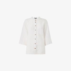 Рубашка льняная Whistles Grandad-Collar с отложным воротником, белый
