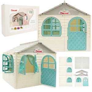 Большой детский дом, открывающиеся двери, 4 окна, шторы, легкая быстрая сборка 02550/5 Doloni