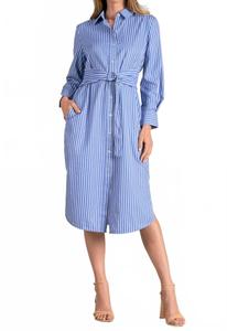 Женское платье миди в синюю полоску ELAN
