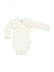 Joha Боди с длинными рукавами и запахом из мериносовой шерсти/шелка, натурального цвета