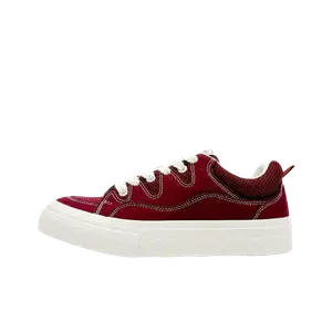 JimiXiong Бордовые мужские скейтерские кеды лоу-топ, цвет Burgundy
