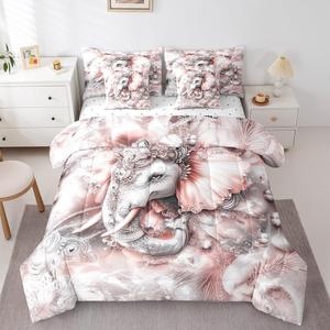 Erosebridal Комплект постельного белья Kids Elephant с принтом слонов и ловцов снов в стиле бохо, Color 9