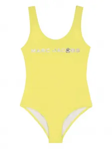 Слитный купальник с вырезами и принтом-логотипом Marc Jacobs Kids, желтый
