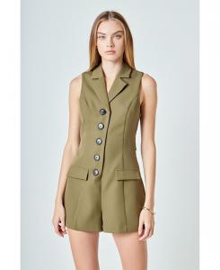 Женский комбинезон без рукавов с воротником-стойкой endless rose, Olive