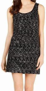 Женское платье-футляр без рукавов с пайетками и глубоким круглым вырезом от Calvin Klein, Black Velvet Sequins