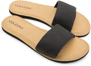Женские сандалии Volcom с простой синтетической кожаной застежкой, черный