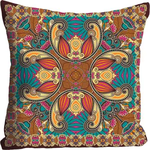 Декоративная подушка Орнамент, наволочка без наполнителя, 1 штука Queence, Bunt + bedruckt