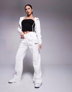 Кремовые джоггеры с широкими штанинами и логотипом из смесового хлопка Kaiia