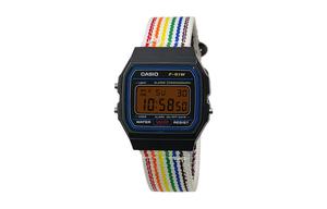 CASIO Мужские часы Retrofit Series с кварцевым механизмом и нейлоновым ремешком, черный циферблат