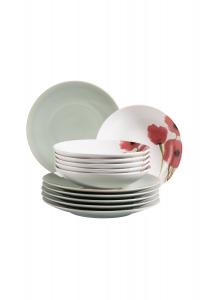 Набор тарелок, керамика Оссия MäSer, mint/ weiß/ rot