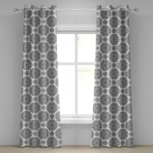 Штора на люверсах ABAKUHAUS Мандала, ближневосточный мозаичный дизайн, мотив Тайное тело и разум, Активный взгляд на мир, декоративная двухпанельная штора на окно, 280 см x 225 см, черный цвет Abakuhaus