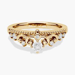 Изысканное кольцо с бриллиантами в форме короны из 14-каратного желтого золота (1/4 карата). Blue Nile